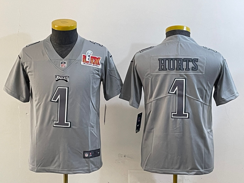 Youth 2025 Philadelphia Eagles 1 Hurts grey Nike NFL jersey style 1